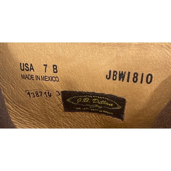 J.B. Dillion tooled Leather tall riding boots buckle shaft steampunk women’s 7 - Picture 14 of 14